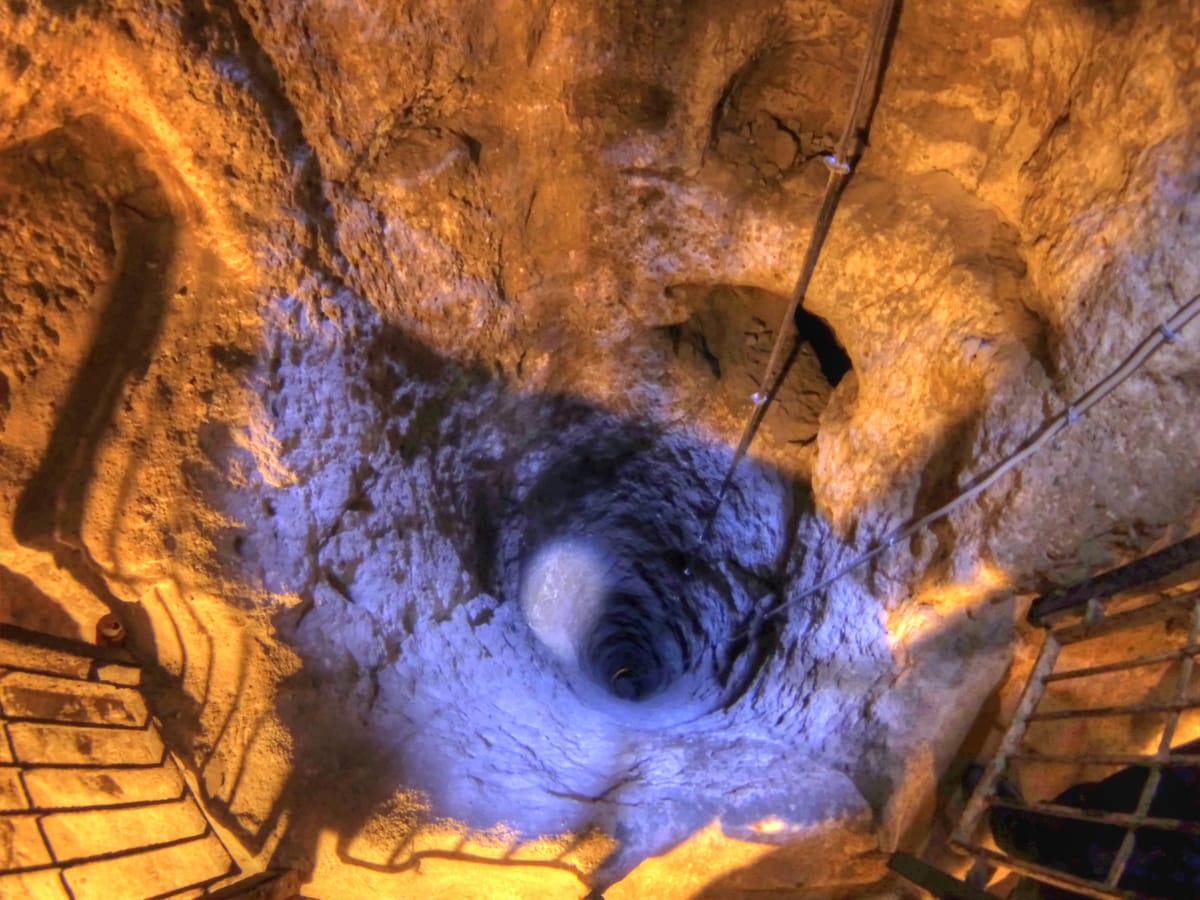 A ventilation well shaft in the Derinkuyu underground city, part of the network that supplied air to the lower levels.