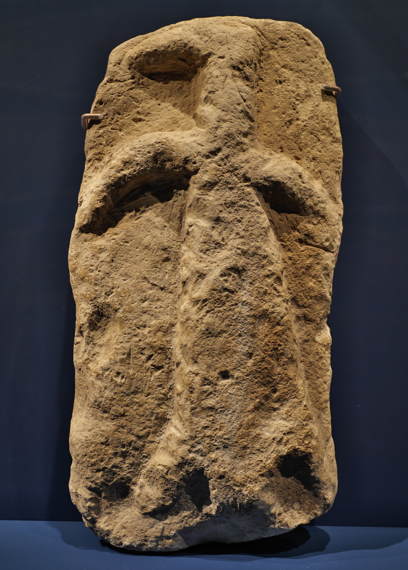 Limestone relief of a bird-human figure from Göbekli Tepe.