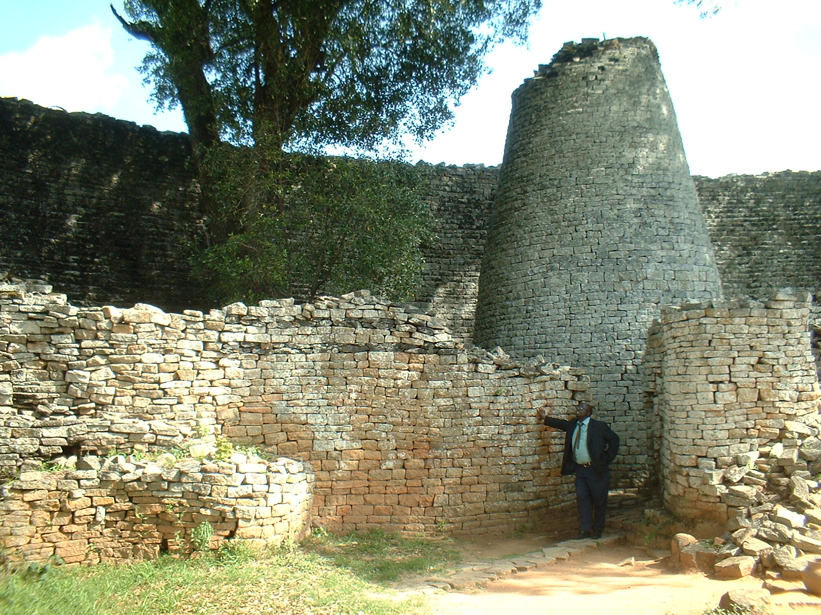 The solid, conical Great Zimbabwe tower inside the Great Enclosure, whose exact purpose is still debated.