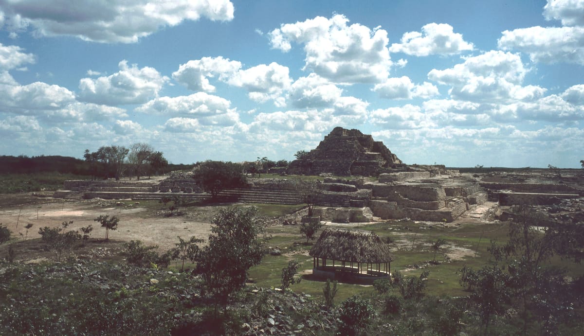 The wider civic-ceremonial centre of Oxkintok, a major Maya city of the northwestern Puuc region occupied for well over a thousand years.