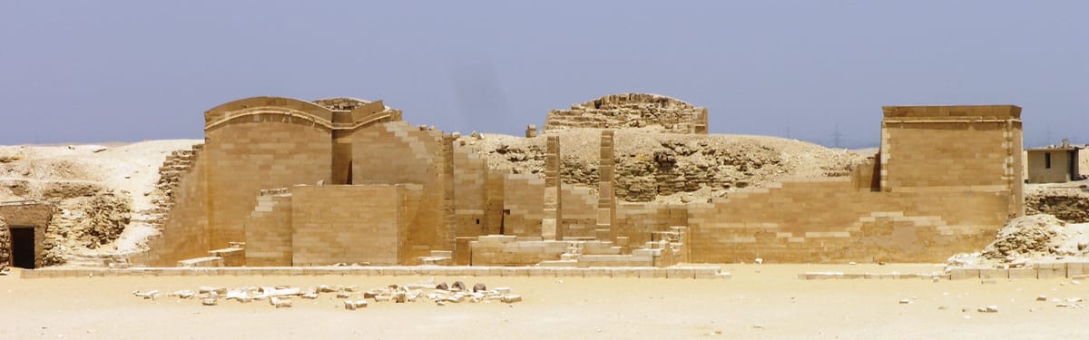 The Heb-Sed court, lined with dummy chapels built solid in stone. These non-functional 'buildings' provided the deceased king an eternal stage on which to re-enact the jubilee ritual that renewed his reign.